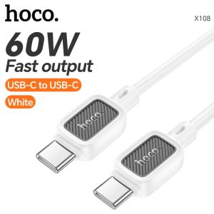 HOCO X108 USB-C TO USB-C Silicone Charging Cable White 1m