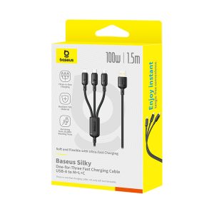 Baseus Silky One-for-Three Fast Charging Cable USB-A to M+L+C 100W 1.5m Cosmic Black