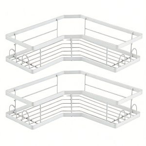 JORDAN&JUDY 2-Pack White Triangle Bathroom Corner Shelf, Bathroom Organizer