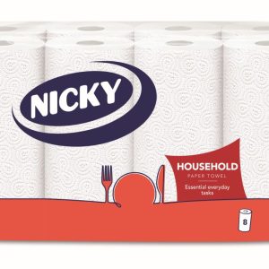 Nicky Household Kitchen Towel, 2-Ply, 8 Rolls
