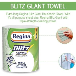 Regina Blitz Giant All Purpose Towel, 3-Ply, 1 Roll