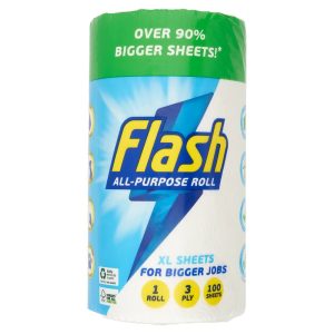 Flash AllPurpose Towels, 3-Ply, 1 Roll