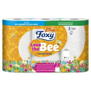 Foxy Love The Bee kitchen Roll 3 Rolls 2Ply