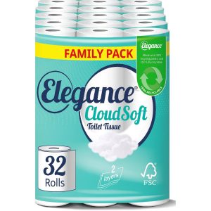 Elegance CloudSoft Toilet Tissue, 2-Ply, 32 Rolls