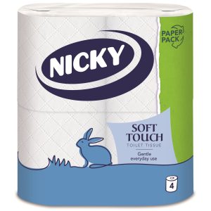 Nicky Soft Touch Toilet Tissue, 2-Ply, 4 Rolls Paper Pack