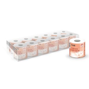C&S Cotton-Soft Toilet Paper, 3D Embossed with Paper Tube, 120 g, 12 Rolls, Family-Shared Stock-Up Pack