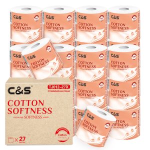 C&S 4-Ply 120g Toilet Paper, 27 Rolls – Skin-Friendly Softness, Extra-Thick, Strong, Won't Clog the Toilet, Value Bulk Pack for Home Use