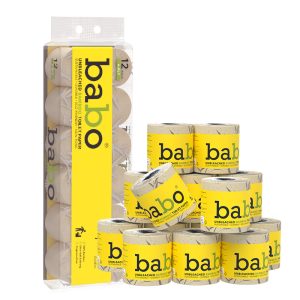 BABO EU Standard 6D Embossed Bamboo Pulp Toilet Rolls, 4-Ply, 104×110mm, 240 Sheets Per Roll, 12 Rolls Per Bundle, Fluorescent-Free, 6D Double-sided Soft Embossing, ISEGA & HALAL Eco Certifications, Toilet Paper for Household Bathrooms