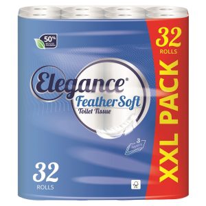 Elegance Feather Soft Toilet Tissue, 3-Ply, 32 Rolls