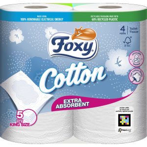 Foxy Cotton Toilet Roll 4 Rolls 5Ply