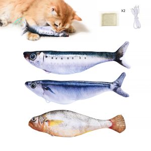 Petgravity Soft Cat Toy Fish, Mouth-Size, 3 Pack, with Catnip, Cat Hunting Game, Rechargeable, Flop Like Fresh Fish