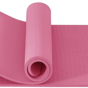 MISS LULU Good Nite Yoga Mat Exercise Mats Workout Pilates Fitness Mat for Women Men Non-Slip Thick 10mm High Density Gymnastics Mats with Carry Strap Tpe 183 x 61 x 1cm (Green/Black) Plum 183*61*1cm