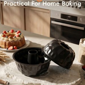 PURECOOK Carbon Steel Cake Mold Series | Gray | 2-Piece Non-Stick Pumpkin Chiffon Mold