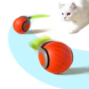 Petgravity Cat Racing Toy Ball - Orange Edition - Interactive Rechargeable Cat Toy, Random Movement Design, Chase Game, USB-C Charging