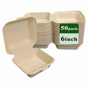 Ruibamboo disposable bamboo fiber clamshell 6 inches 50pack