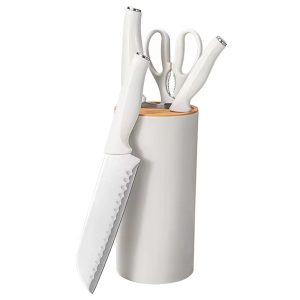 GOODA MasterChef Knife Block with Chef's Knife, Santoku Knife, Utility Knife, scissor with soft touch handle