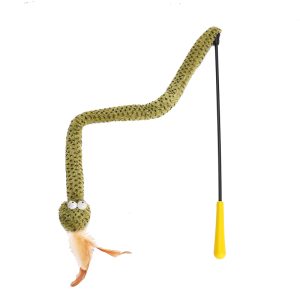 ZEZE Rattlesnake Sound Cat Teaser Wand, Indoor Interactive Cat Toy, Kitten Chase Play Toy, Promotes Exercise