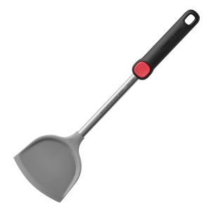 COOKER KING Red Dot Silicone Solid Turner Non Stick Slotted Kitchen Spatulas High Heat Resistant Turner