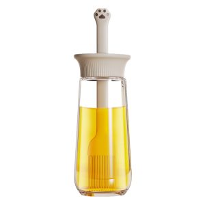 Maxcook 280ml /9.47oz Oil Dispenser with Brush - Glass Oil Bottle for Kitchen with Silicone Heat Resistant Basting Brush