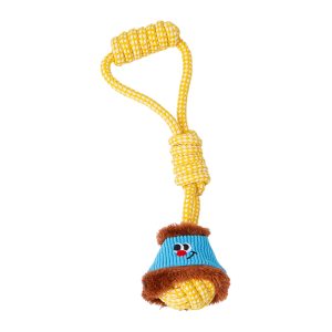 ZEZE Lantern Rope Knot Pet Toy, Interactive Chew Toy for Cats Dogs (Blue/Yellow)