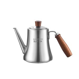 Maxcook 304 Stainless Steel Olive Oil Dispenser & Kitchen Cruet (16.9oz/500mL) - Leakproof Oil Bottle - beech wood Handle
