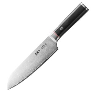 WANGMAZI Damascus Steel Santoku Knife Multi-Purpose Kitchen Knife for Slicing Meat and Vegetables Home Cooking Efficient Essential Small Chef Tool