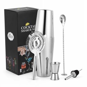 Huacan Stainless steel shaker cocktail tool 800/600ml 5-piece set