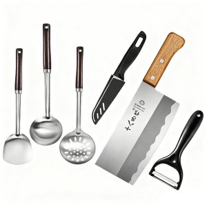 SHIBAZIZUO Knife Set Cooking Combination Set + Pot Shovel Soup Colander Set