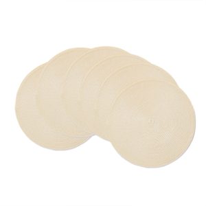 PP Round Placemat Zhongyuan Pearl Rice，Set of 6 Round Braided Placemats Table Mats for Dining Tables Washable Non-Slip Place Mats 15 inch for Home Decoration