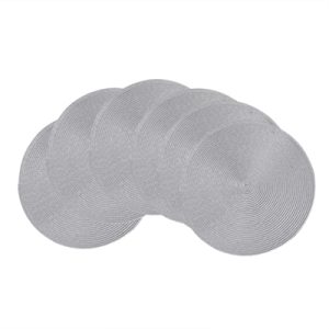 PP Single-Color Placemat Light Gray，Set of 6 Round Braided Placemats Table Mats for Dining Tables Washable Non-Slip Place Mats 15 inch for Home Decoration