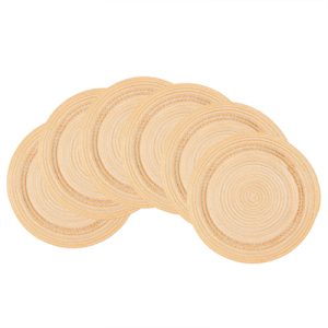 6 pieces, round 38cm woven placemats, Polyester inner mesh table mat Khaki，anti-slip polyester Nordic placemats, suitable for home, kitchen, and dining table use, perfect for holiday parties, birthdays, weddings, and dinners