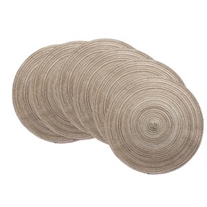 Set of 6 Round 38cm，Gamp，Woven Cotton Handmade Place Mats Wipe Clean Placemats Glitter for Holiday Party Wedding