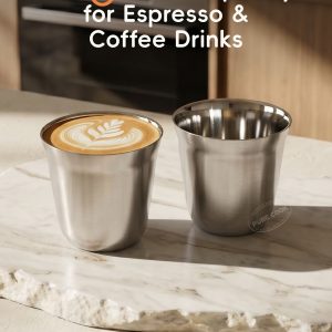 PURECOOK Double Wall Coffee Cups Set of 2|304 Stainless Steel Insulated Cup|80ML|Anti-Scald for Hot & Cold Drinks