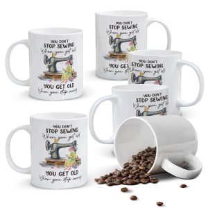 Alphynix 1pc, Funny Coffee Mug, 11oz Ceramic Coffee Cups, Water Cups, Summer Winter Drinkware,Best Gift for sewing enthusiast