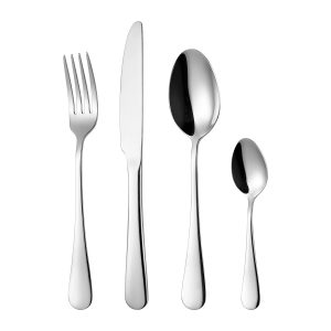 Fangyuan 4 Pieces Cutlery Set Silvery Stainless Steel with Knife, Fork, Spoon, High-Quality Stainless Steel Cutlery, Dishwasher Safe Kitchen Set 1010
