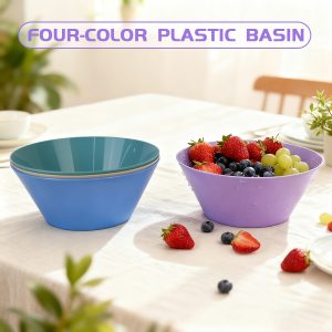 Home & Styling Large Salad Bowls, 4-Piece Set, Plastic, Compact & Portable