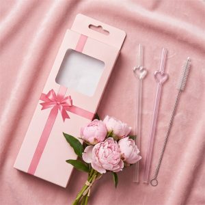 Huacan high borosilicate high-temperature resistant and environmentally friendly straw, creative heart-shaped straw