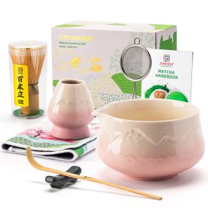 TEANAGOO 7 Pcs Matcha Set, Pink Matcha Kit, Ceremony Matcha Powder Kit,Matcha Tea Set for Making Latte,Matcha Whisk and Bowl with Scoop&Sifter,Fuji Design Ceramic Bowl,Gift for Matcha Lovers, New Year Sale , Top gift picks
