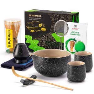 TEANAGOO Matcha Whisk,9 Pcs Ceramic Matcha Set,Matcha Kit for Ceremony,Matcha Tea Set for Making Breakfast/Matcha Latte,Matcha Whisk and Bowl Set with 2 Matcha Cups(7.2oz),Gift for Matcha Lover, New Year Sale , Top gift picks