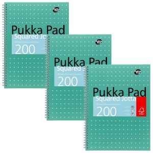 Pukka Pad A4 Metallic Jotta NotePad Squared, Pack of 3