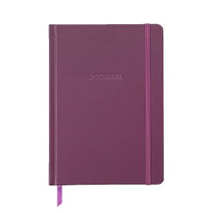 Jubiluu A5 Textured Hardcover Lined Notebook - 96 Sheets (100g offset paper), Bookmark & Elastic Band - Classic Cream Ruled Journal for Writing, School, Office, and Gifts-Plum Journal