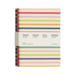 Jubiluu A5 Softcover 3-Pack Stitch Notebook - 50 Sheets (80g offset paper) - Classic Cream Ruled Journal for School, Office, Journaling, or Everyday Note-Taking-Stripe Mix