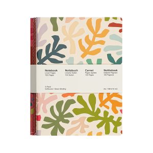 Jubiluu A5 Softcover 3-Pack Stitch Notebook - 50 Sheets (80g offset paper) - Classic Cream Ruled Journal for School, Office, Journaling, or Everyday Note-Taking-Coral Leaves