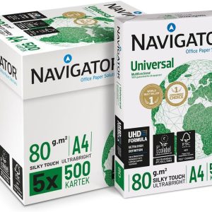 Navigator A4 Multipurpose Copy Paper, White, 80 g/m², 500 Sheets/Ream, 5-Ream Pack