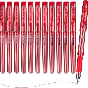 M&G ExpertGel Gel Pens, 12 Pack Red Ink Gel Pens, Medium Point 0.7 mm, Quick Dry, Smooth Writing Gel Ink Pens with Anti-Slip Grip and Cap for Office and School