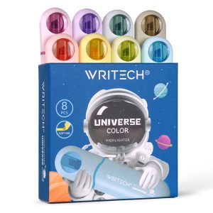 WRITECH Chisel Tip Highlighters: Assorted Colors Cute Marker Pens Soft Tip No Bleed Smear Water Based Highlighter Set for Underline Highlighting Journaling