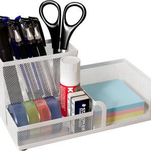 Senhoglb Office Mesh Desk Tidy Pen Storage,White