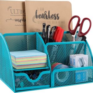 Senhoglb Mesh Desk Tidy,Turquoise, New Year Sale , Top gift picks