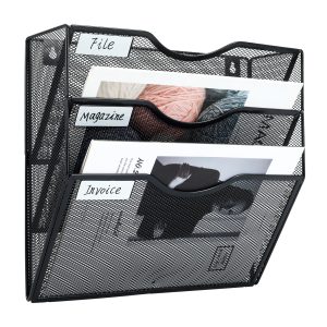 Senhoglb 3 Tier A4 Mesh Wall Pocket File Holder，Black, New Year Sale , Top gift picks