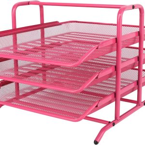 Senhoglb 3 Tier A4 Mesh in Tray，Pink, New Year Sale , Top gift picks